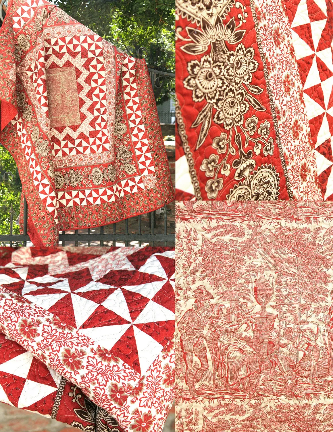 French General Le Marais Place des Vosges patron quilt 72"