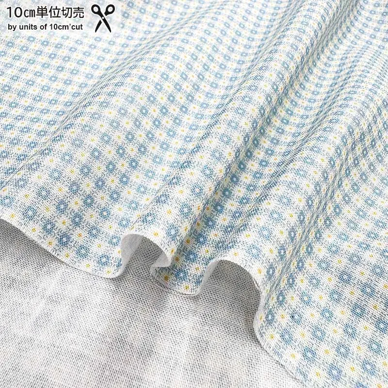 Yoko Saito 2026-02-A06 tissu coton carreaux bleus au mètre