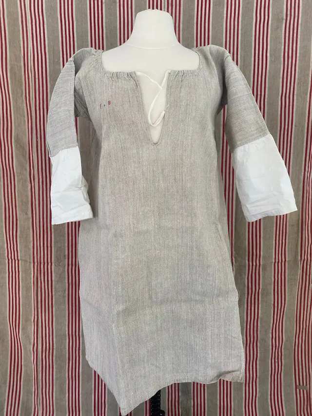 French General Found in France chemise n°8 toile ancienne taille 8-10