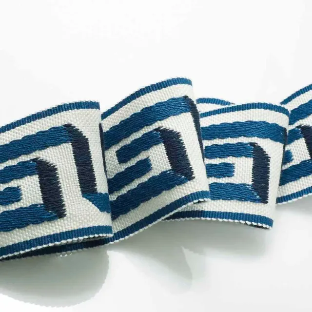 French General Renier Indigo galon ameublement coton 7cm