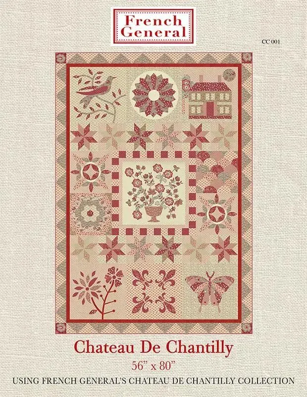 French General Chateau de Chantilly patron quilt 56x80