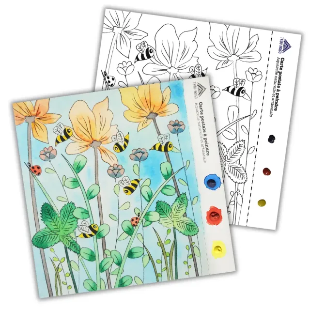 Tribu Indigo carte à peindre DIY abeilles fleurs +pigments