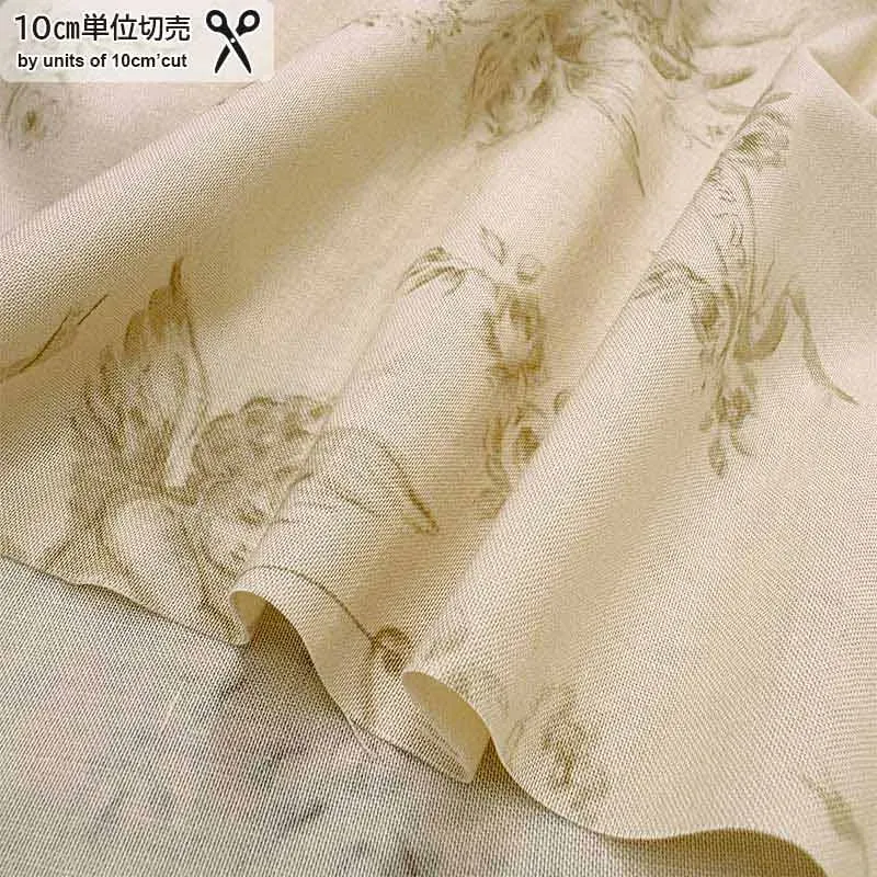 Yoko Saito 2026-01-A03 tissu coton beige anges au mètre