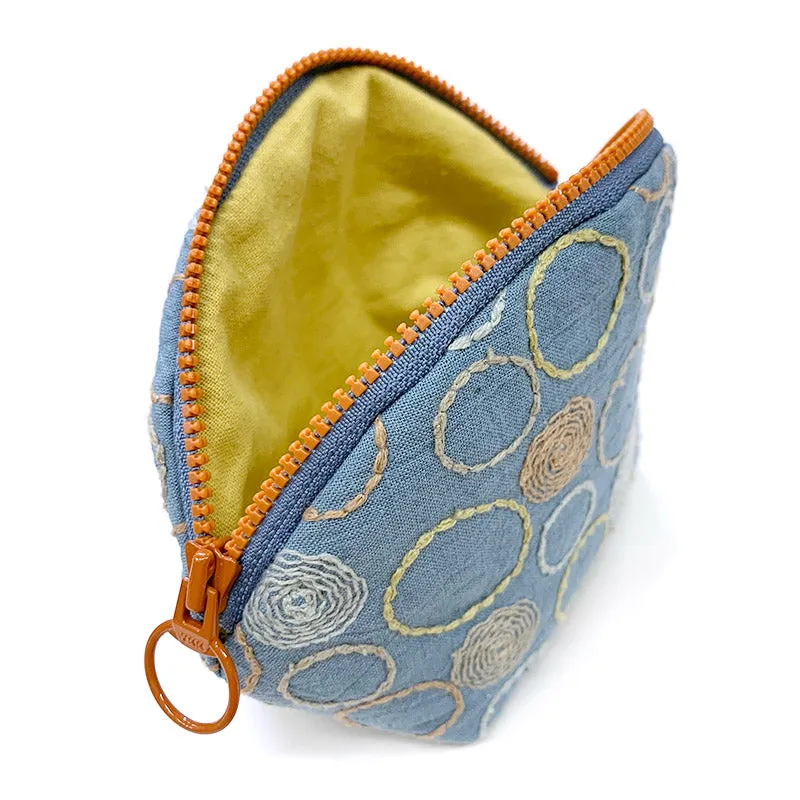 Yoko Saito kit pochette ronde brodée fleur verte grande + petite