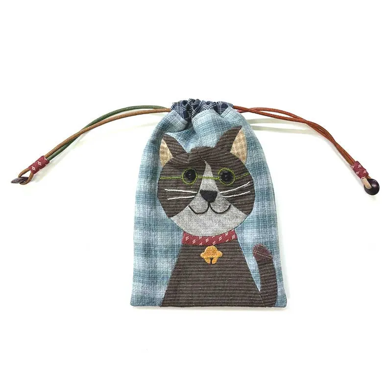 Yoko Saito Patchwork Animals 3 kit chat peluche et pochon