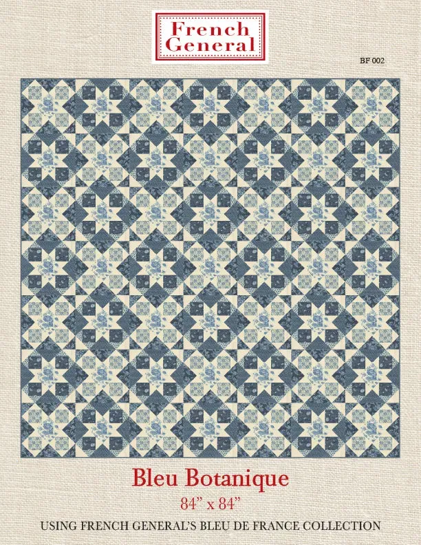 French General Bleu de France Bleu Botanique patron quilt 213 cm