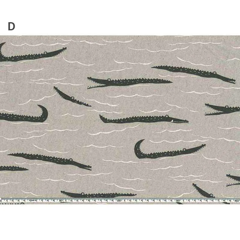 Yoko Saito 10627 tissu toile coton lin crocodiles au mètre
