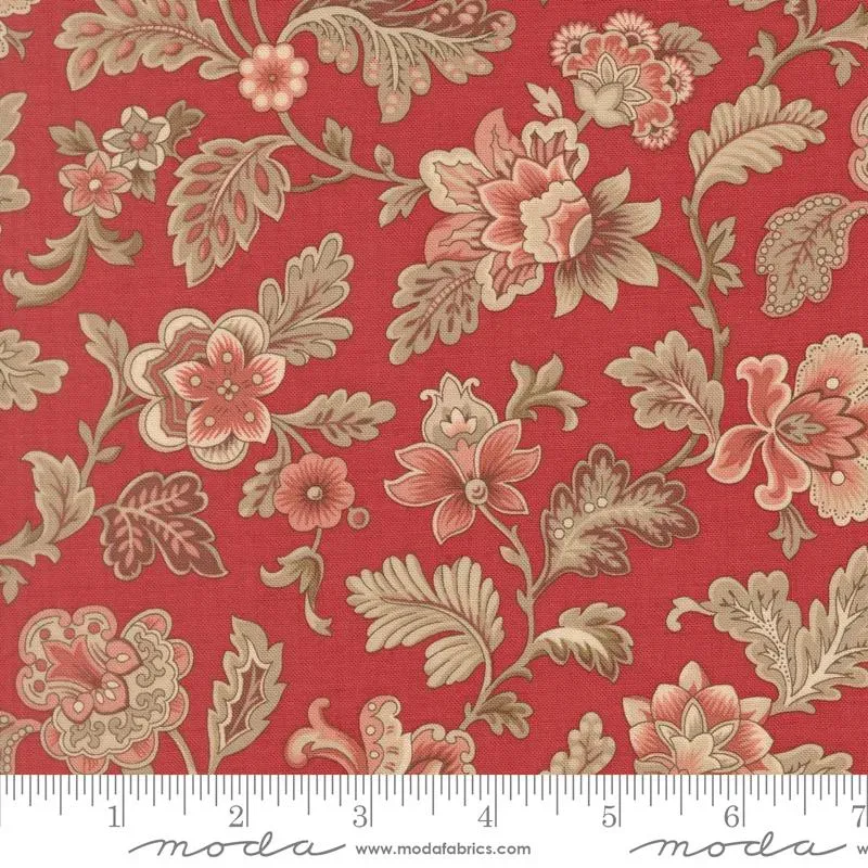 French General Le Jardin Rouge 36152 11 tissu coton rouge au mètre