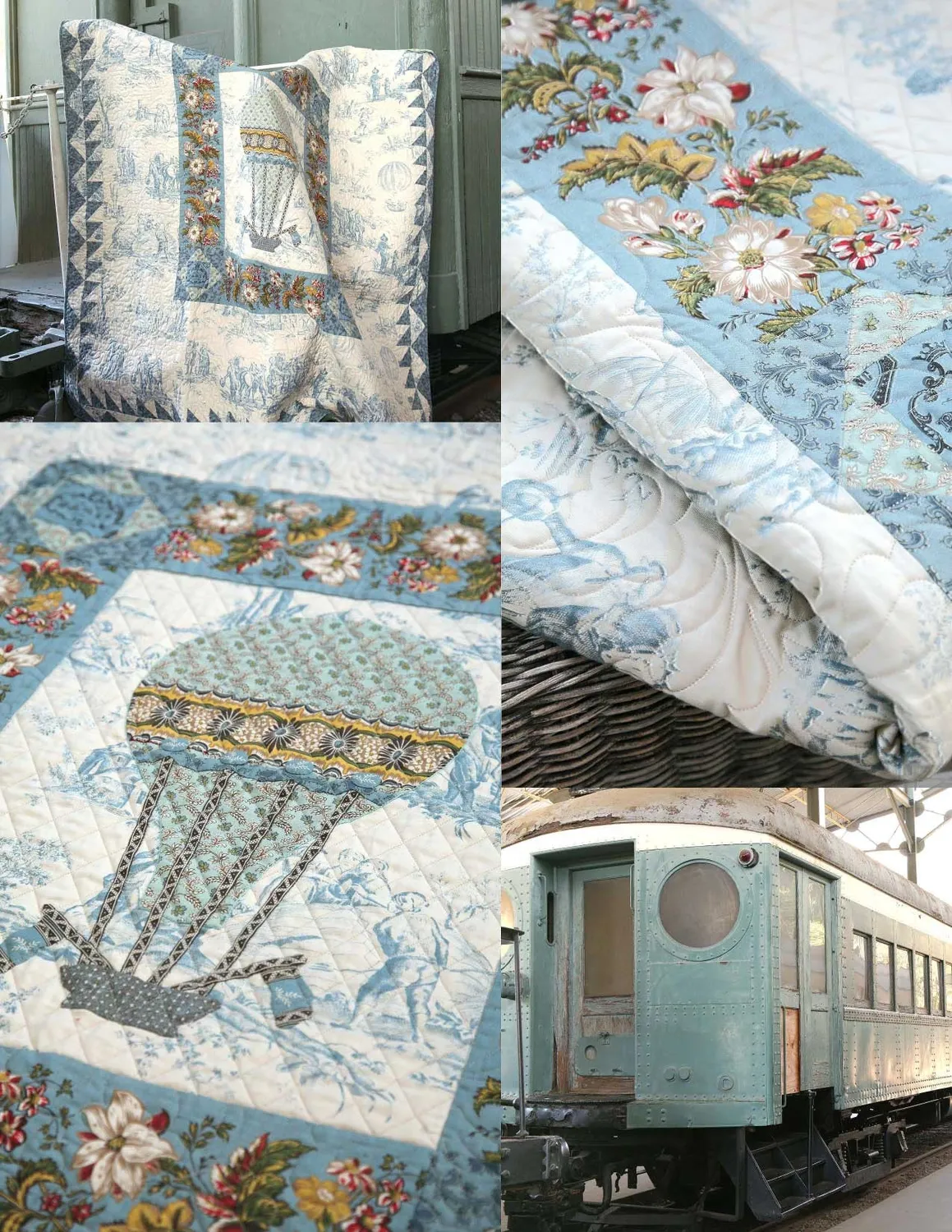 French General Bon Voyage patron patchwork appliqué imprimé 152x165 cm