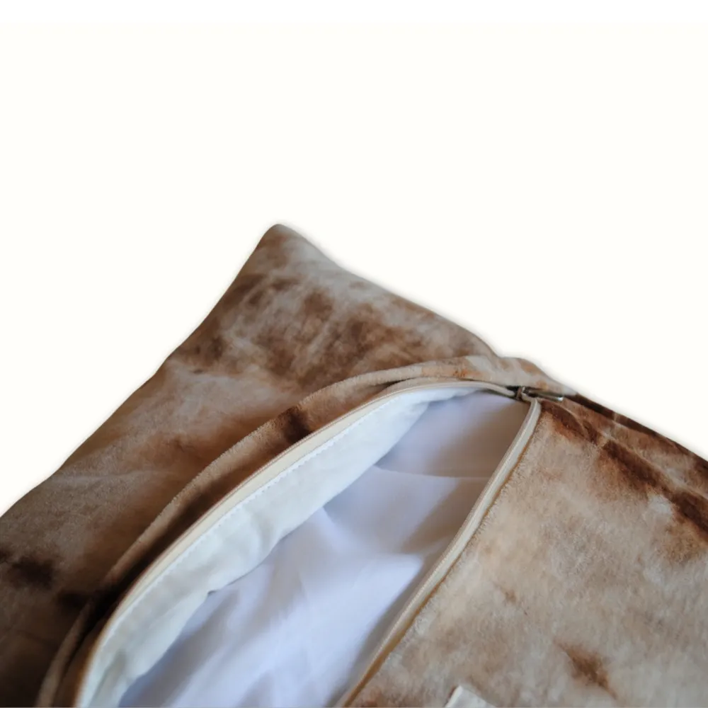 Tribu Indigo shibori coussin déco velours marron 40x40