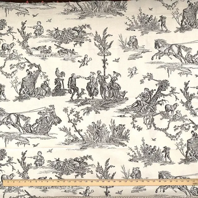 French General Toile Noir et Blanc tissu coton 112 cm