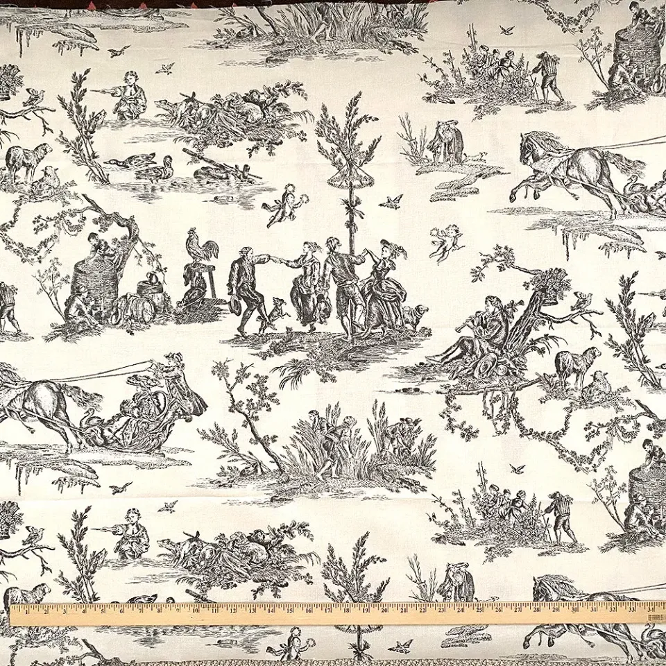 French General Toile Noir et Blanc tissu coton 112 cm