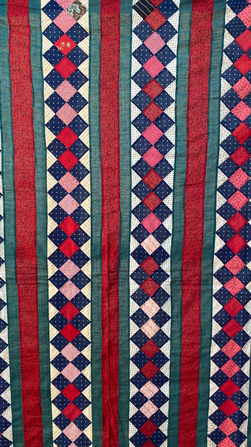 French General Antique Bars Four-Patch dessus quilt patchwork 223x183