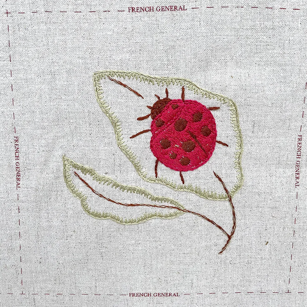 French General Joie de Vivre sampler panneau broderie lin