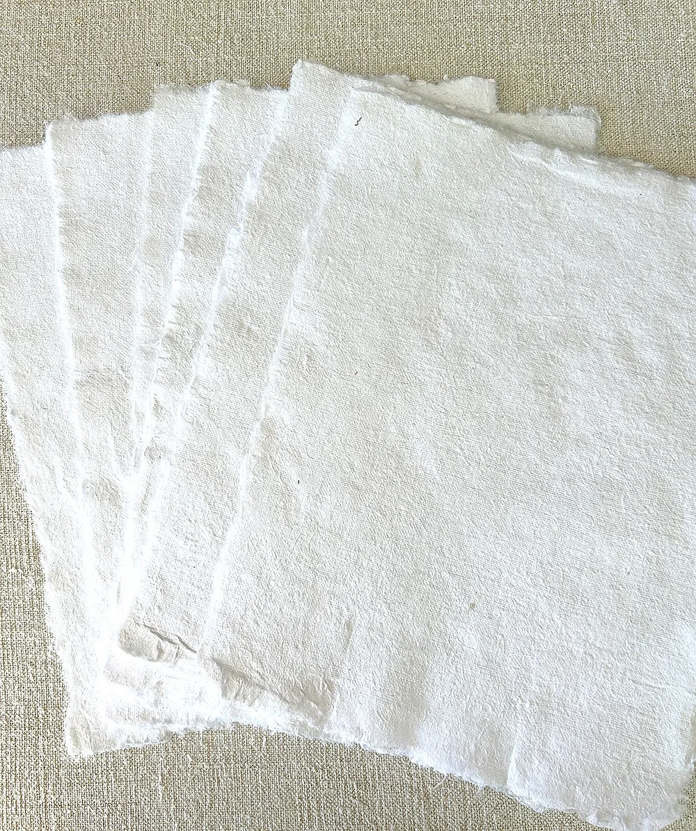 French General papier coton artisanal 10 feuilles 18x24cm neige
