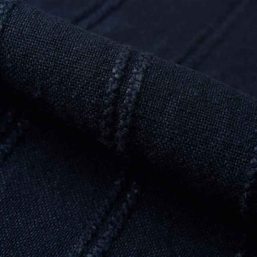 French General Didier Stripe Indigo tissu ameublement lin