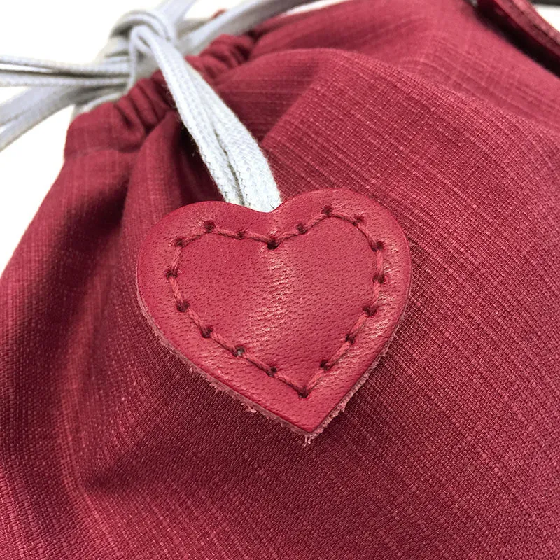 Yoko Saito JTP-K19 étiquette cuir cœur marron véritable