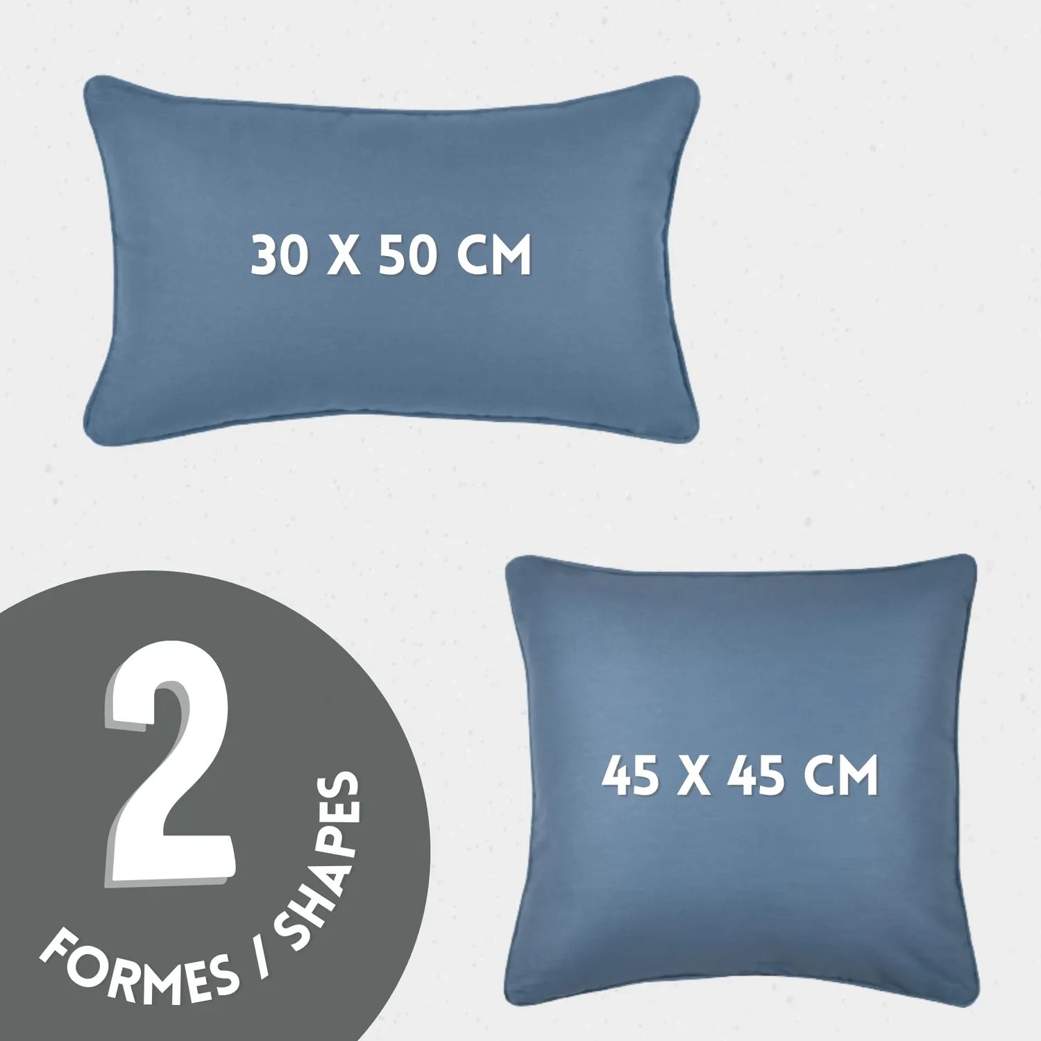 Stof Oxford coussin 30x50 bleu orage satin coton