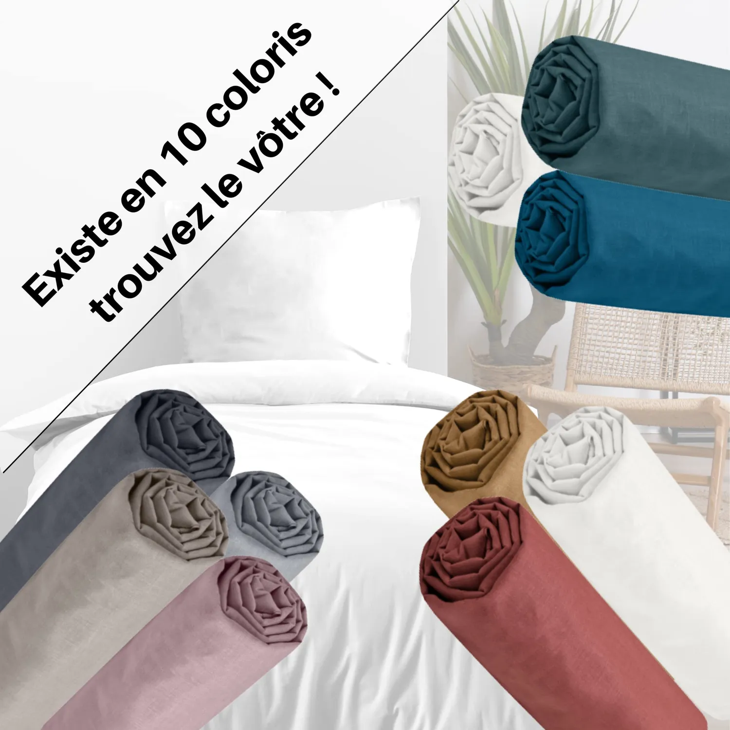 STOF Eden drap-housse 160x200 blanc coton