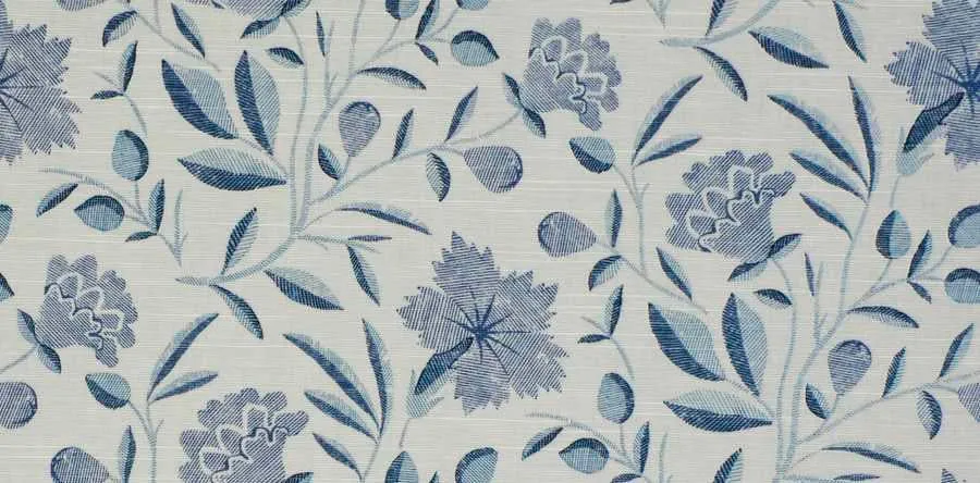 French General Lilou tissu ameublement indigo coton lin