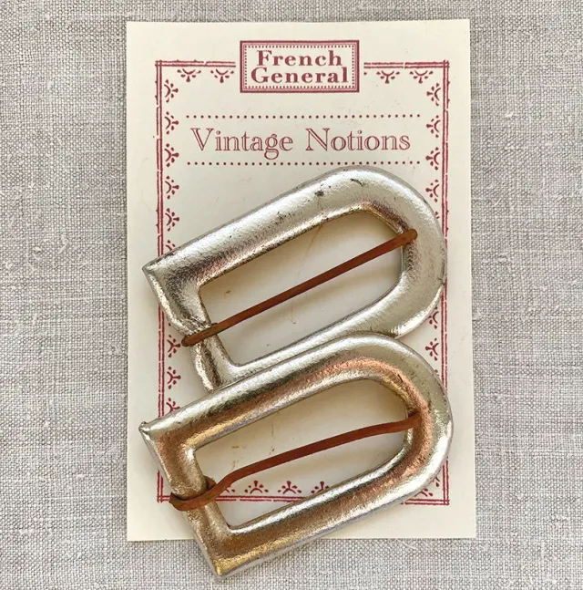French General boucles cuir argenté vintage paire