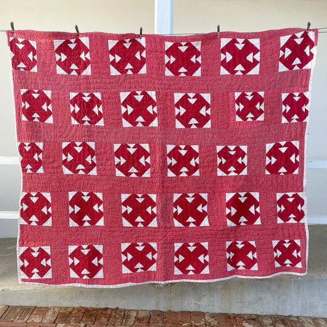 French General Vintage Red Double T quilt rouge coton