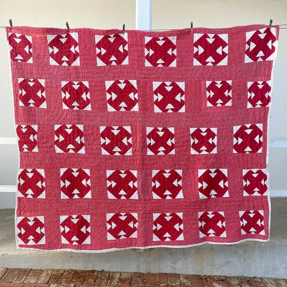 French General Vintage Red Double T quilt rouge coton