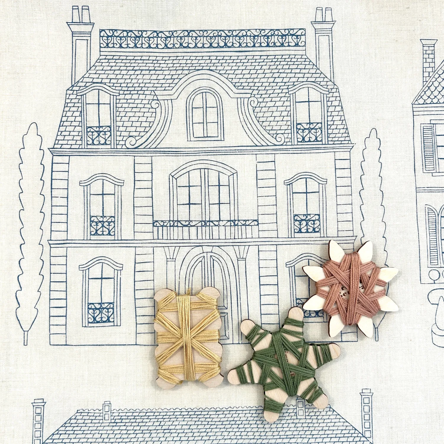 French General La Maison Bleu sampler broderie lin-coton 61x112 cm