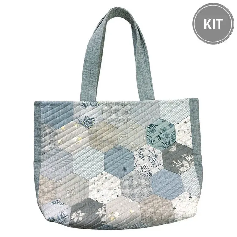 Yoko Saito Tote Bag Hexagone kit sac bleu