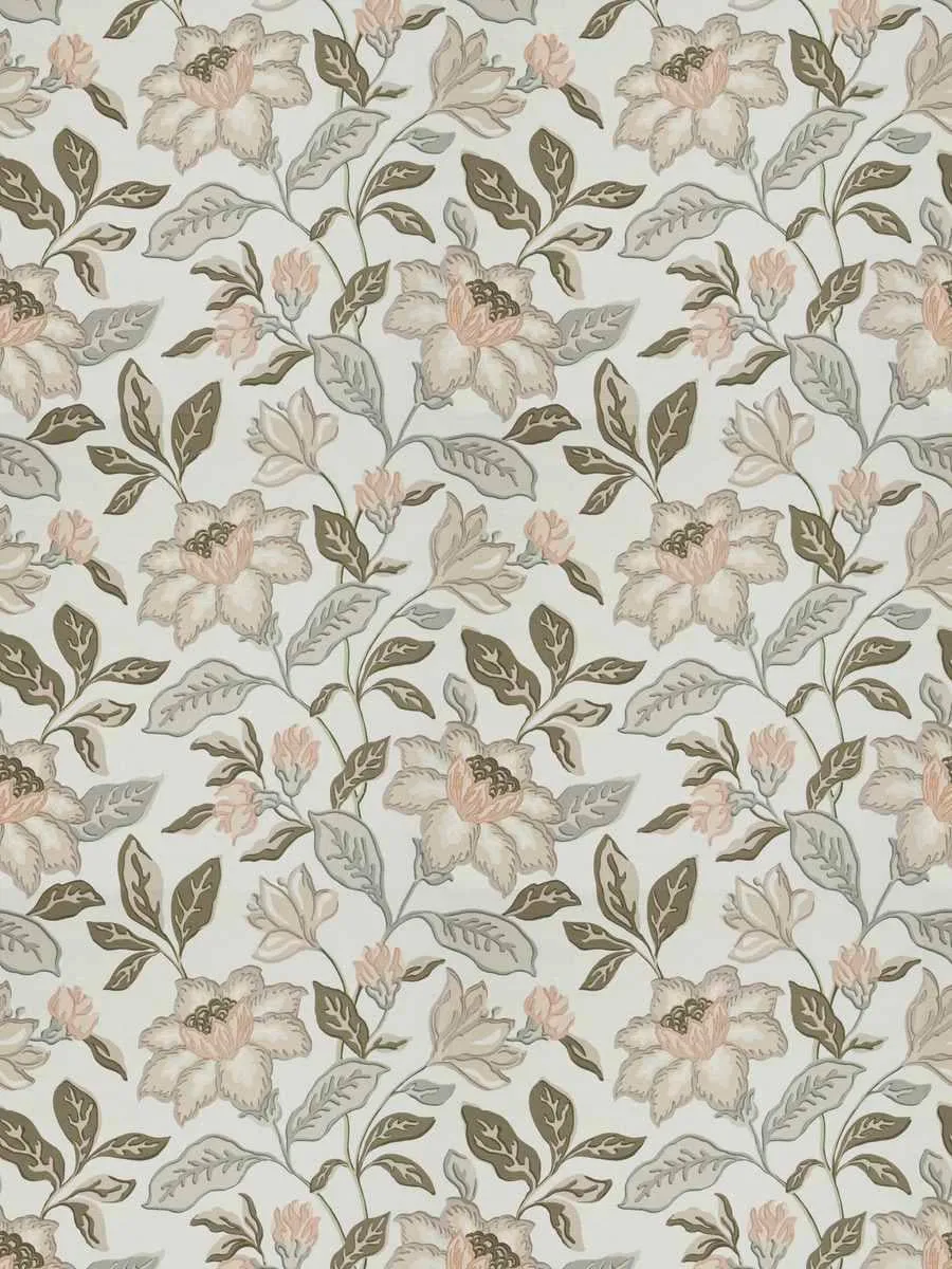 French General Jardin Delphine Rose tissu déco coton lin au mètre
