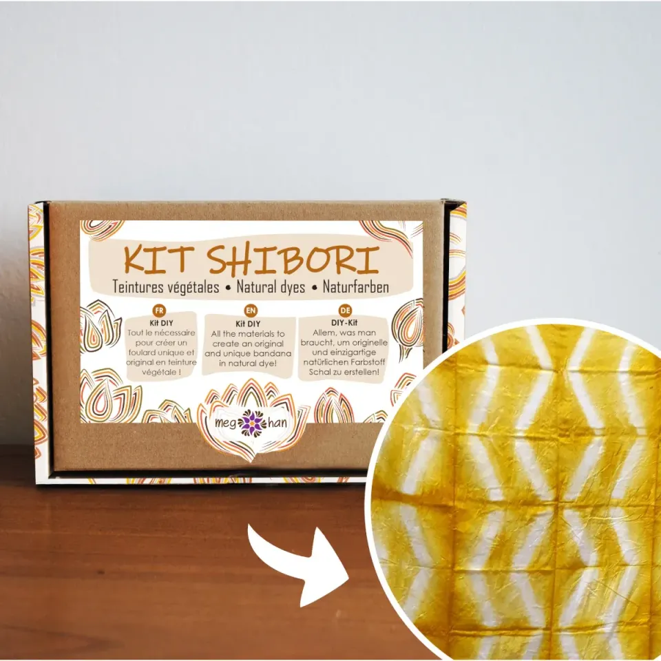 Tribu Indigo Shibori kit teinture foulard œillets d’Inde doré