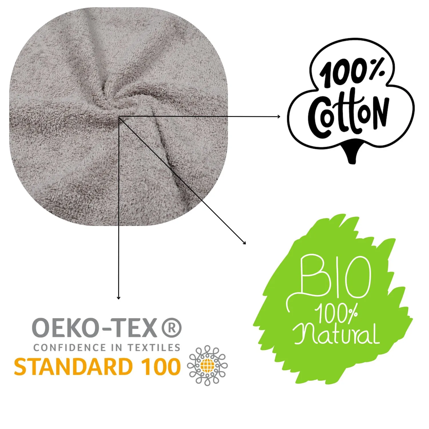 STOF Lagune serviette de bain 50x90 cm taupe coton bio