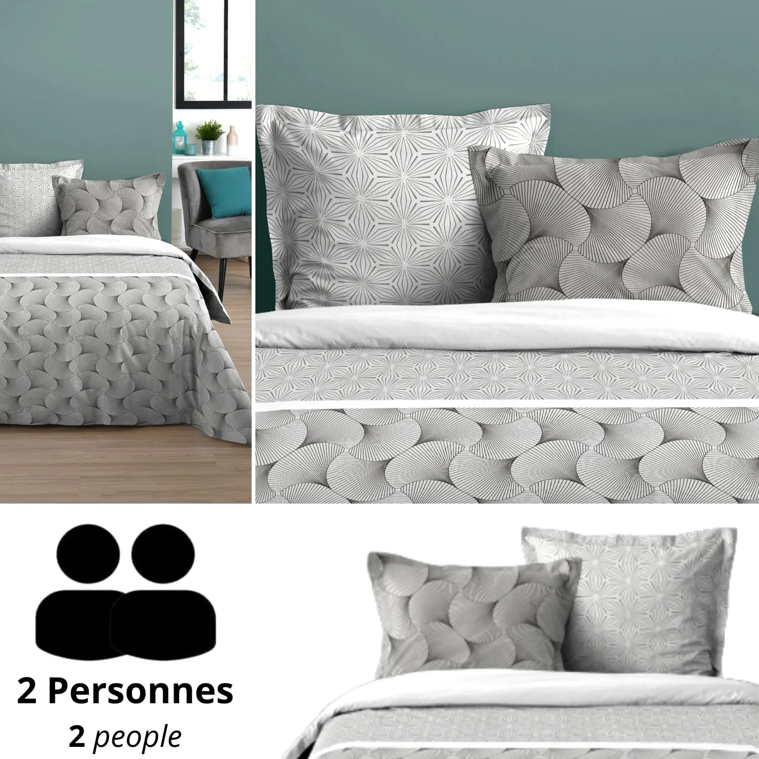 STOF Canberra parure housse couette 240x220 gris coton