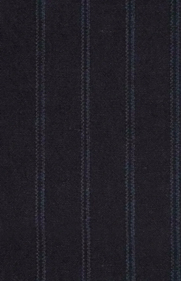 French General Didier Stripe Indigo tissu ameublement lin