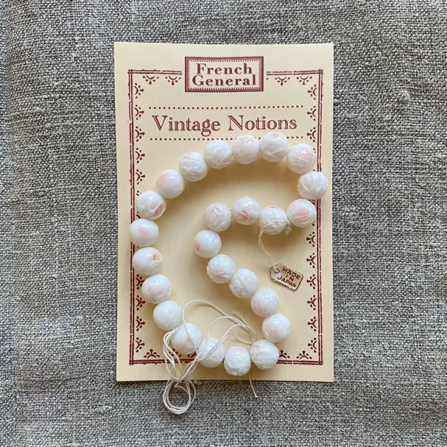 French General perles en verre pressé blanc pêche 24x10mm