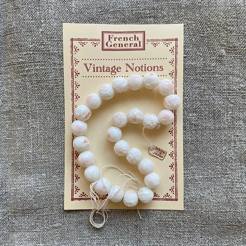 French General perles en verre pressé blanc pêche 24x10mm