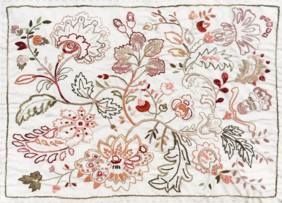 French General Atelier De France sampler broderie lin gris 35x28 cm