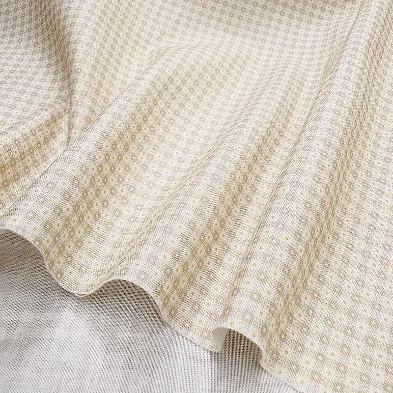 Yoko Saito 2026-02-A05 coupon tissu carreaux beige 33x35 cm