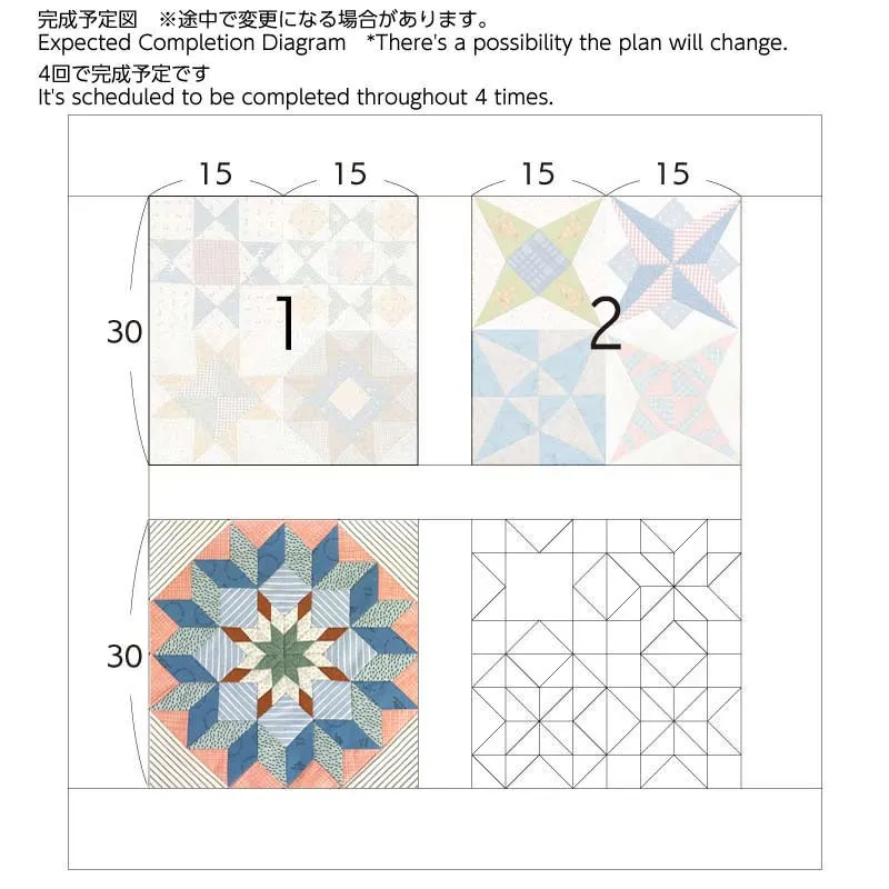 Yoko Saito Star Sampler Quilt 3 kit étoile 30 cm