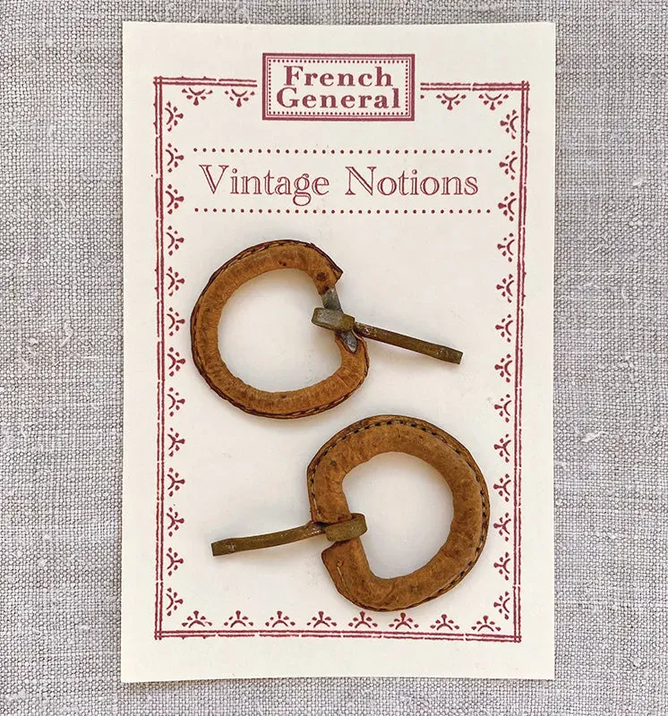 French General Leather Buckles boucles cuir lot de 2 vintage