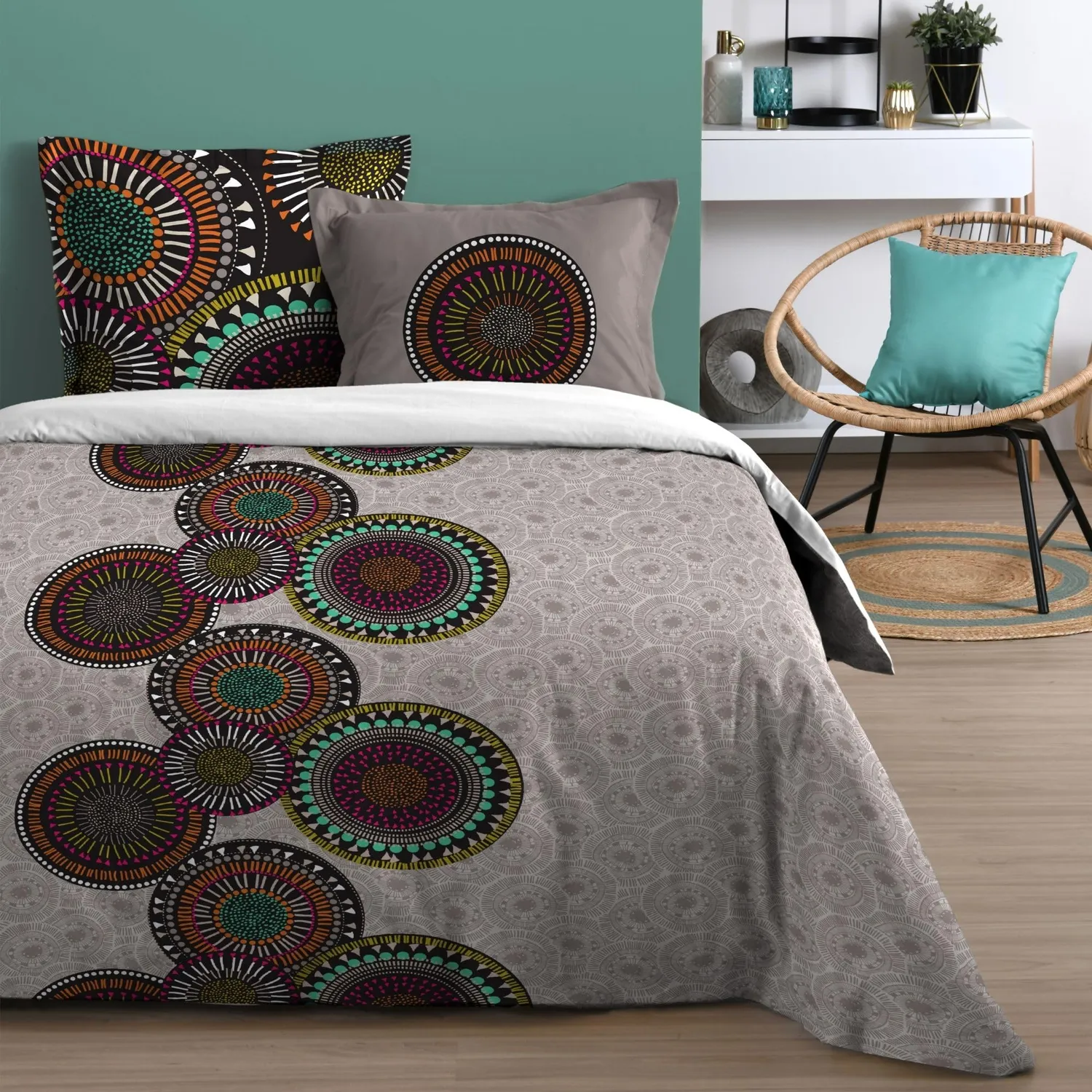 STOF Kizomba parure housse de couette gris 240x220 cm coton