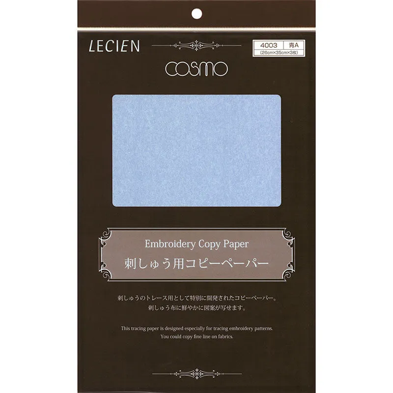 Yoko Saito papier calque broderie bleu lot 3 feuilles craie
