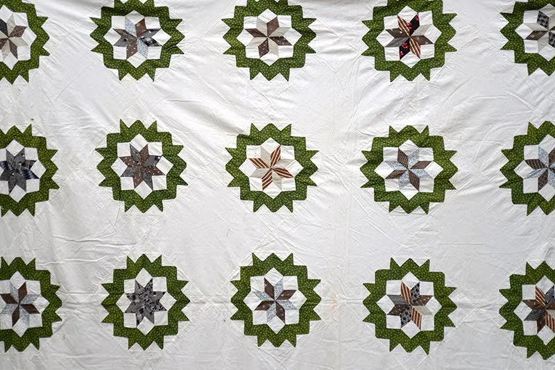 French General Carpenter's Wheel dessus de quilt ancien 188x198 cm