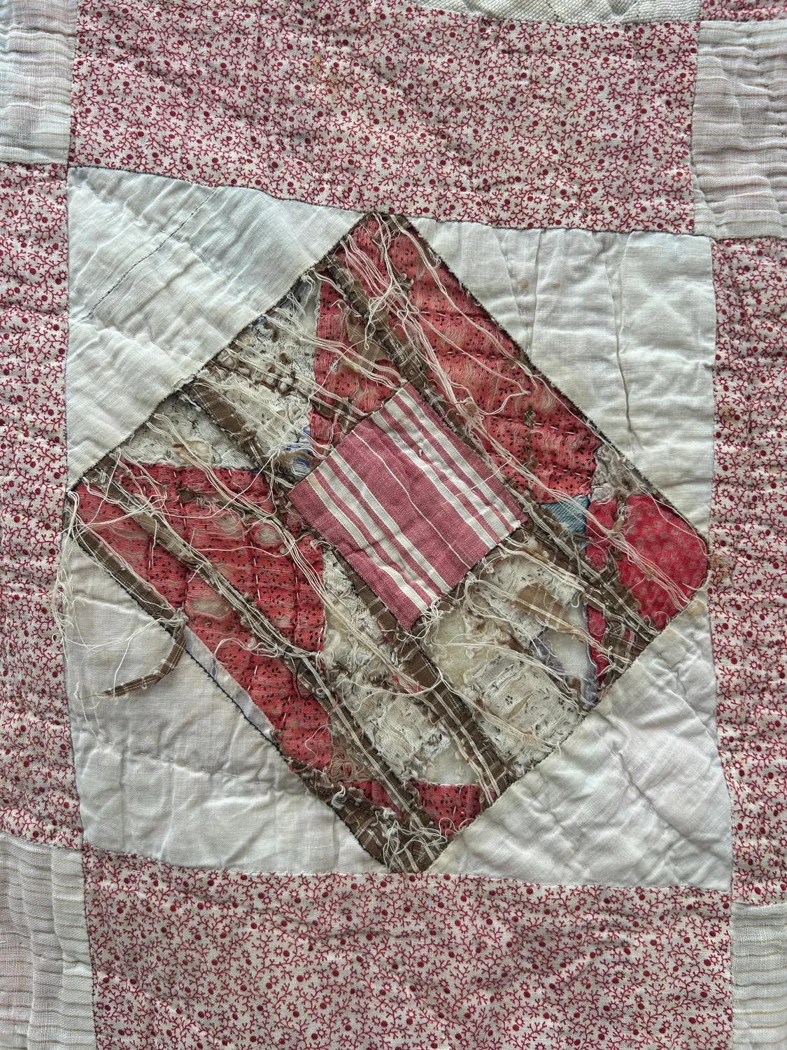 French General Quilt in a Quilt quilt ancien 178x190cm à découper