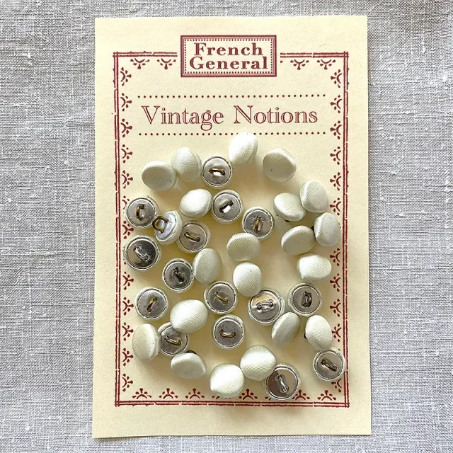 French General boutons soie blancs vintage 9 mm x30