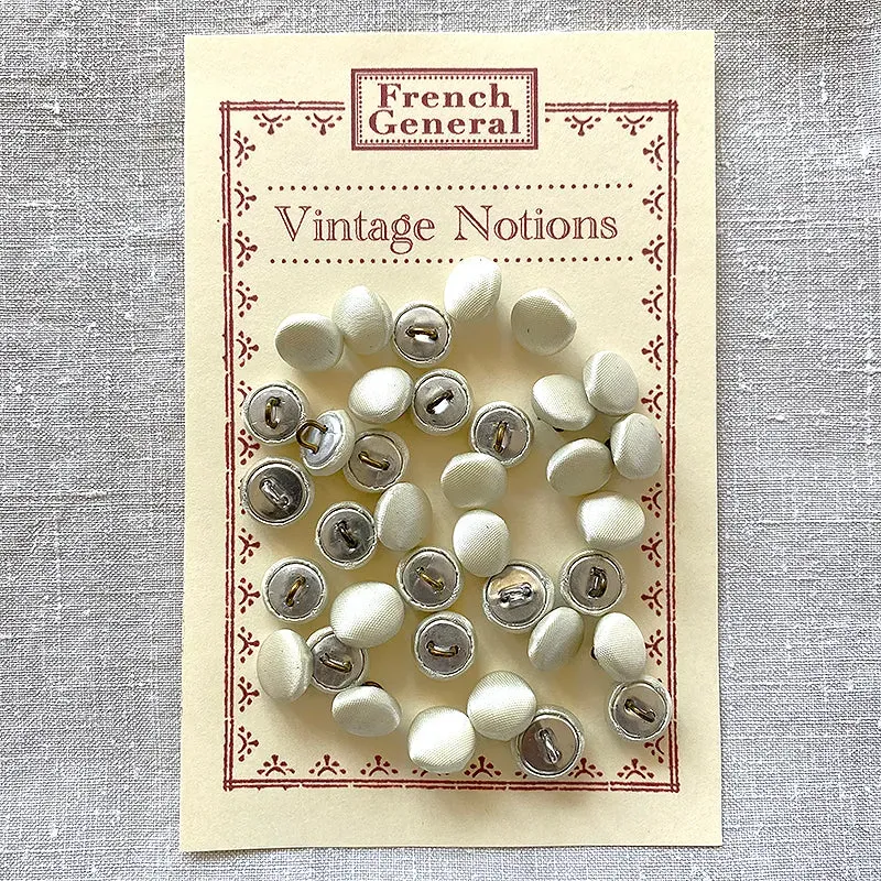 French General boutons soie blancs vintage 9 mm x30