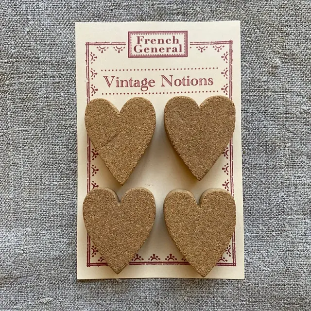 French General Vintage Cork Hearts breloques cœur liège lot 4
