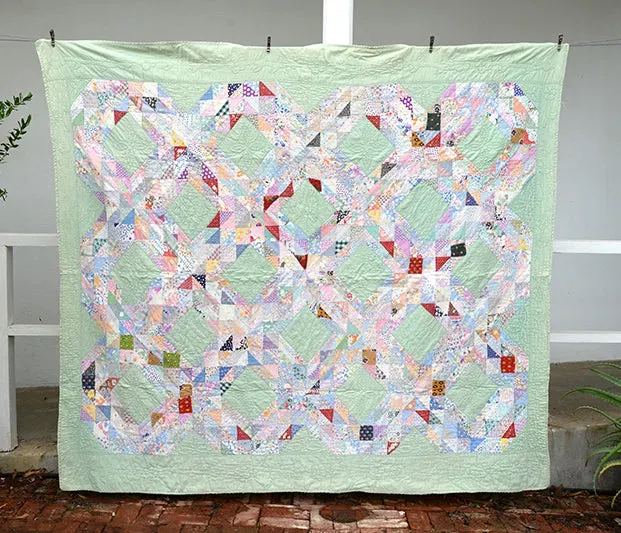 French General Variable Star quilt ancien cousu main 218x198 cm