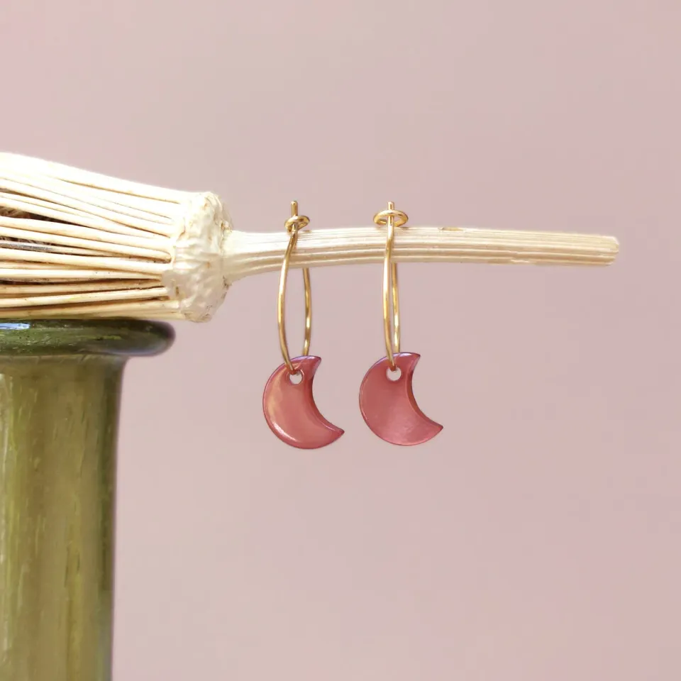 La Maison Naïve Lune boucles d’oreilles Sienne nacre