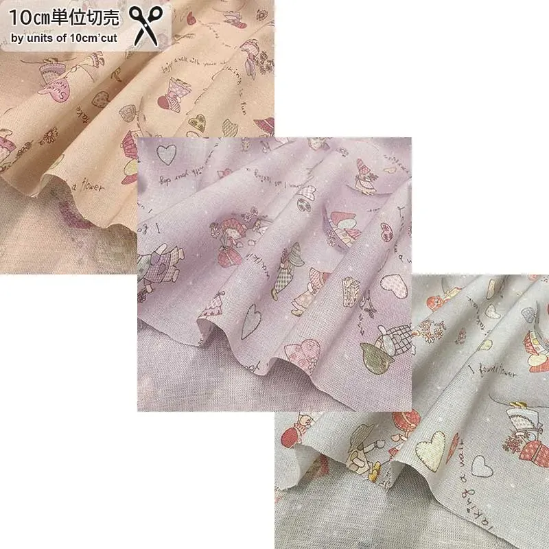 Yoko Saito Sunbonnet Sue tissu coton rose clair au mètre